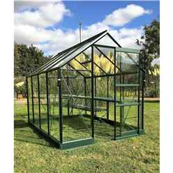 6ft x 4ft Premier Low Threshold Green Frame Greenhouse