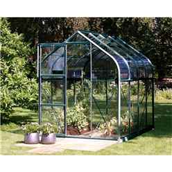 6ft x 6ft Premier Single Door Green Frame Greenhouse - Curved Eaves