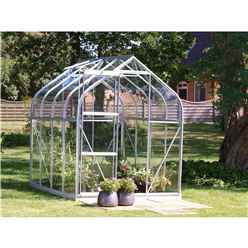 6ft x 8ft Premier Single Door Aluminium Greenhouse - Curved Eaves