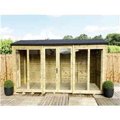 12 X 7 Reverse Pressure Treated Tongue And Groove Apex Summerhouse + Long Windows + Overhang + Safety Toughened Glass + Euro Lock With Key + Super Strength Framing