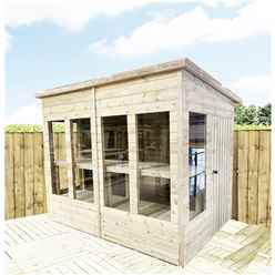 14 X 5 Pressure Treated Tongue And Groove Pent Summerhouse - Potting Shed - Bench + Safety Toughened Glass + Rim Lock With Key + Super Strength Framing