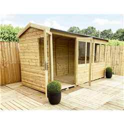 7 X 8 Reverse Pressure Treated Tongue & Groove Apex Summerhouse With Higher Eaves And Ridge Height + Toughened Safety Glass + Euro Lock With Key + Super Strength Framing