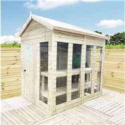 14 X 5 Pressure Treated Tongue And Groove Apex Summerhouse - Potting Shed - Bench + Safety Toughened Glass + Rim Lock With Key + Super Strength Framing