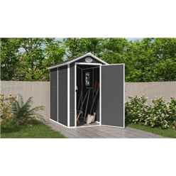 4 x 6 Plastic Pent Shed - Dark Grey with Foundation Kit (included)