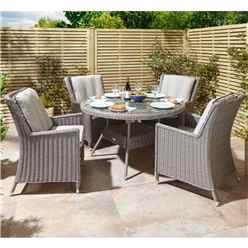 4 Seater Natural Stone Rattan Weave Dining Set