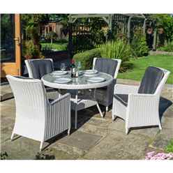 4 Seater Putty Grey Rattan Weave Dining Set