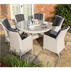 6 Seater Natural Putty Grey Weave Dining Set