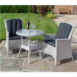 2 Seater Putty Grey Rattan Weave Bistro Set