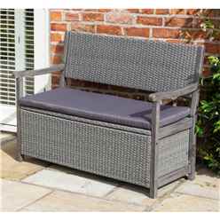 Hardwood Timber Framed Rattan Weave Bench 