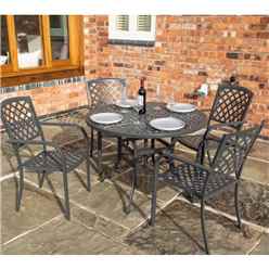 4 Seater Gunmetal Grey Powder-Coated Aluminium Garden Dining Set