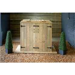 Double Redwood Pressure Treated Wheelie Bin Store - 240/180 Litre Bins