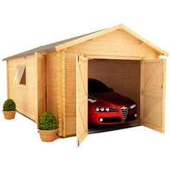 18ft x 10ft Monty Workshop 44mm Log Cabin (19mm Tongue and Groove Roof) (5350x2950)