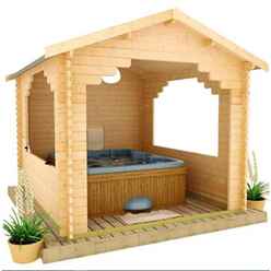 10ft x 10ft Garden Shelter (44mm Log Thickness) (2950x2950)