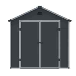 8 x 6 (2.42m x 1.92m) Double Door Apex Plastic Shed - Dark Grey