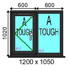 uPVC Double Casement Window - 1 Opening Window - 1 Fixed Window - 1200mm x 1050mm - ANTHRACITE GREY - Toughened Safety Glass - Fast Free UK Delivery*