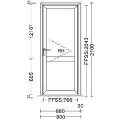 Aluminium Single Door - 2 Split Pane - Foiled Chamfered Resi Door Open In - 900mm x 2100mm - ANTRACITE GREY - Toughened Safety Glass - Fast Free UK Delivery*