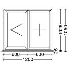 Aluminium Double Casement Window - 1 Opening Window - 1 Fixed Window - 1200mm x 1050mm - WHITE -Toughened Safety Glass - Fast Free UK Delivery*