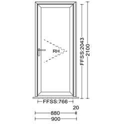 Aluminium Single Door - Full Pane - WHITE Chamfered Resi Door Open In - 900mm x 2100mm - WHITE - Toughened Safety Glass - Fast Free UK Delivery*