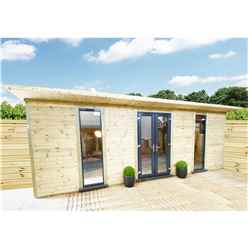 3m x 7m (10ft x 22ft) Executive Plus Insulated Pressure Treated Garden Office - PVC French Doors and Windows - Increased Eaves Height - 64mm Insulated Walls, Floor and Roof + Free Installation