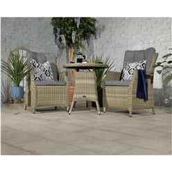 2 Seater Garden Furniture Set - Highback Comfort Round Bistro Set Round Table with 2 Highback Comfort Chairs including Cushions - Free Next Working Day Delivery (Mon-Fri)	