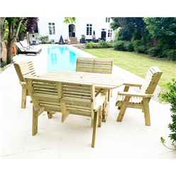 Heavy Duty Table and Chair Set - 1 Oval Table - 2 Chairs, 2x 2 Seater Benches - 6 Seater